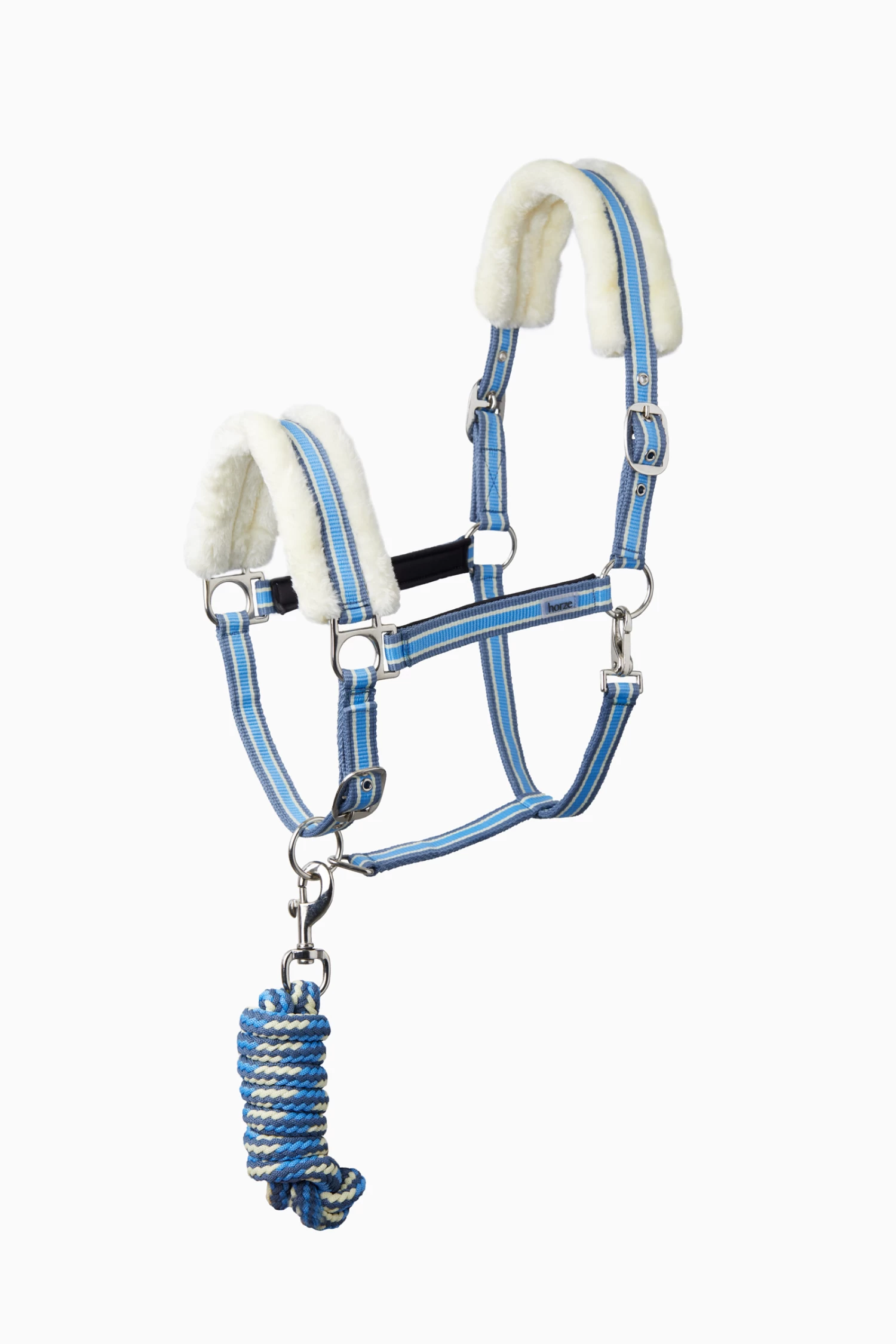 Horze Striped Halter With Faux Fur & Matching Lead - Image 2