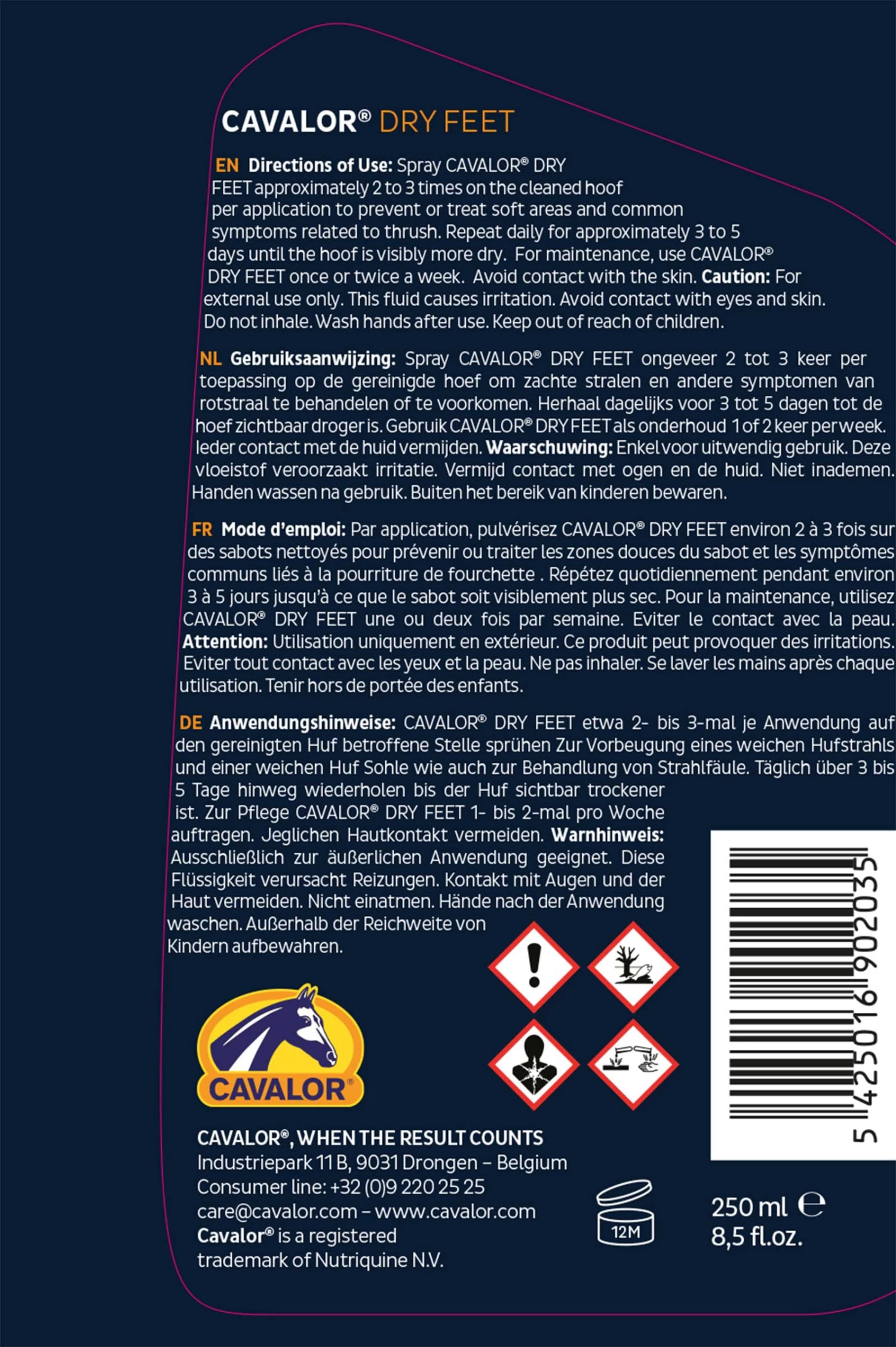 Cavalor Dry Feet, Hooves, 250ml - Image 2